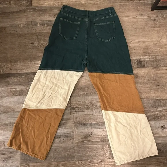 Cider Denim Mid Rise Patchy Wide Leg Trousers - Picture 3 of 10